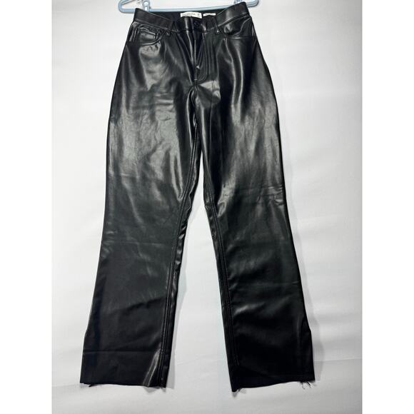 Abercrombie & Fitch Women's 90s Straight Hi-Rise Leather Pants - 6 (28x28) *READ - Picture 1 of 9